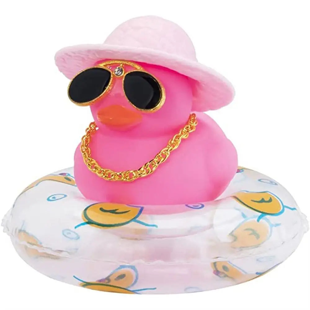 Hat Duck Car Decor Squeak Ducks Swim Ring Glasses Dashboard Bicycle Zpaxo Pink