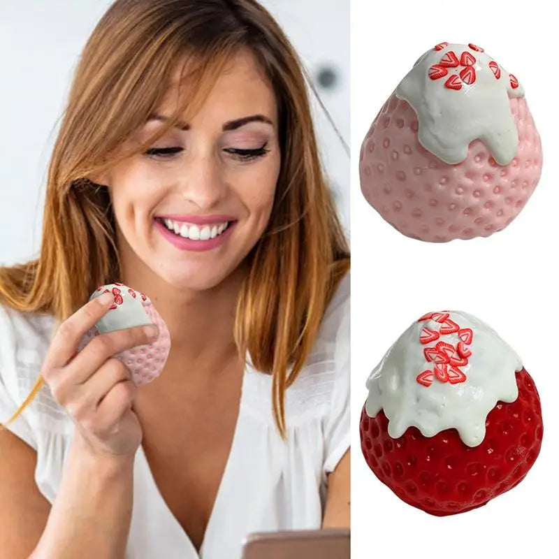 Strawberry Fidget Toy Stress Relief Fidget Ball Soft Silicone Squeeze Toys For Relaxation And Relief For Kids Teens Zpaxo