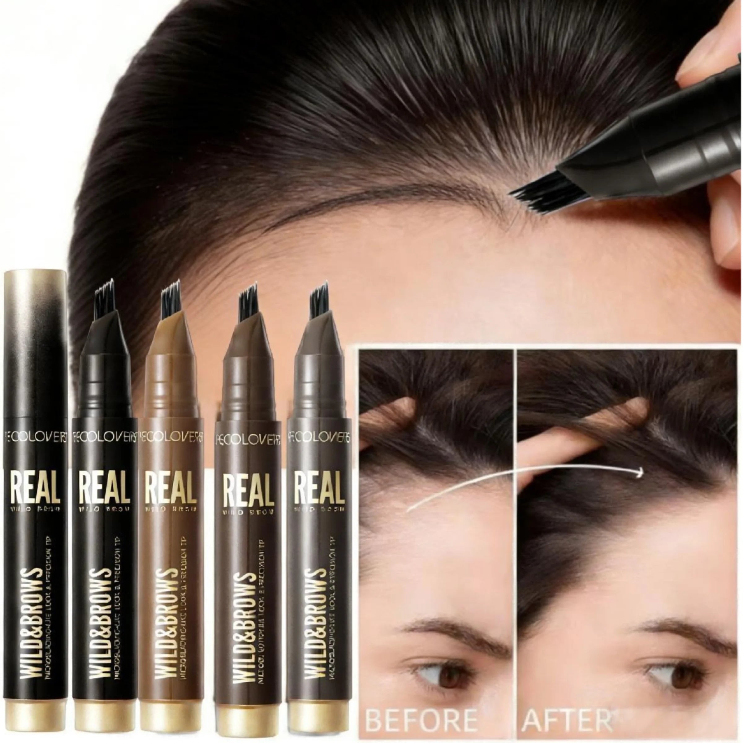 1PC Multi-Prong Pen Saves Your Hairline. It'S a Lazy Person'S Hairline Filling Pen with a Built-In Multi-Prong Brush Head Zpaxo