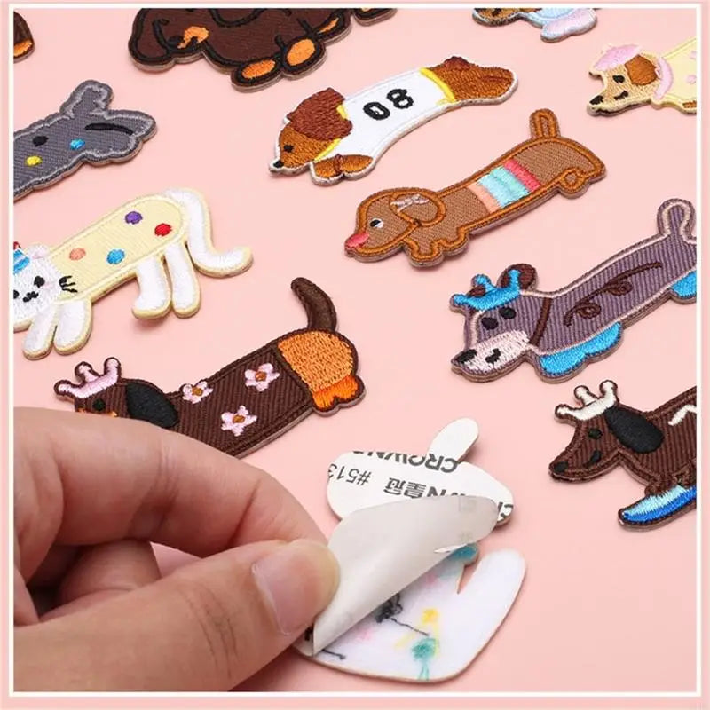 Dog Animal Embroidered Iron Fabric Patches Jackets Backpacks Dress Hat