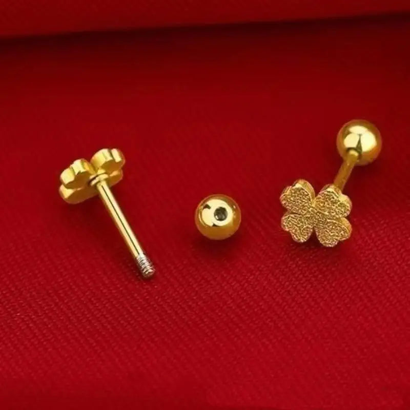 Fashion Stainless Steel Frosted Four-leaf Clover Stud Earrings Women Zpaxo