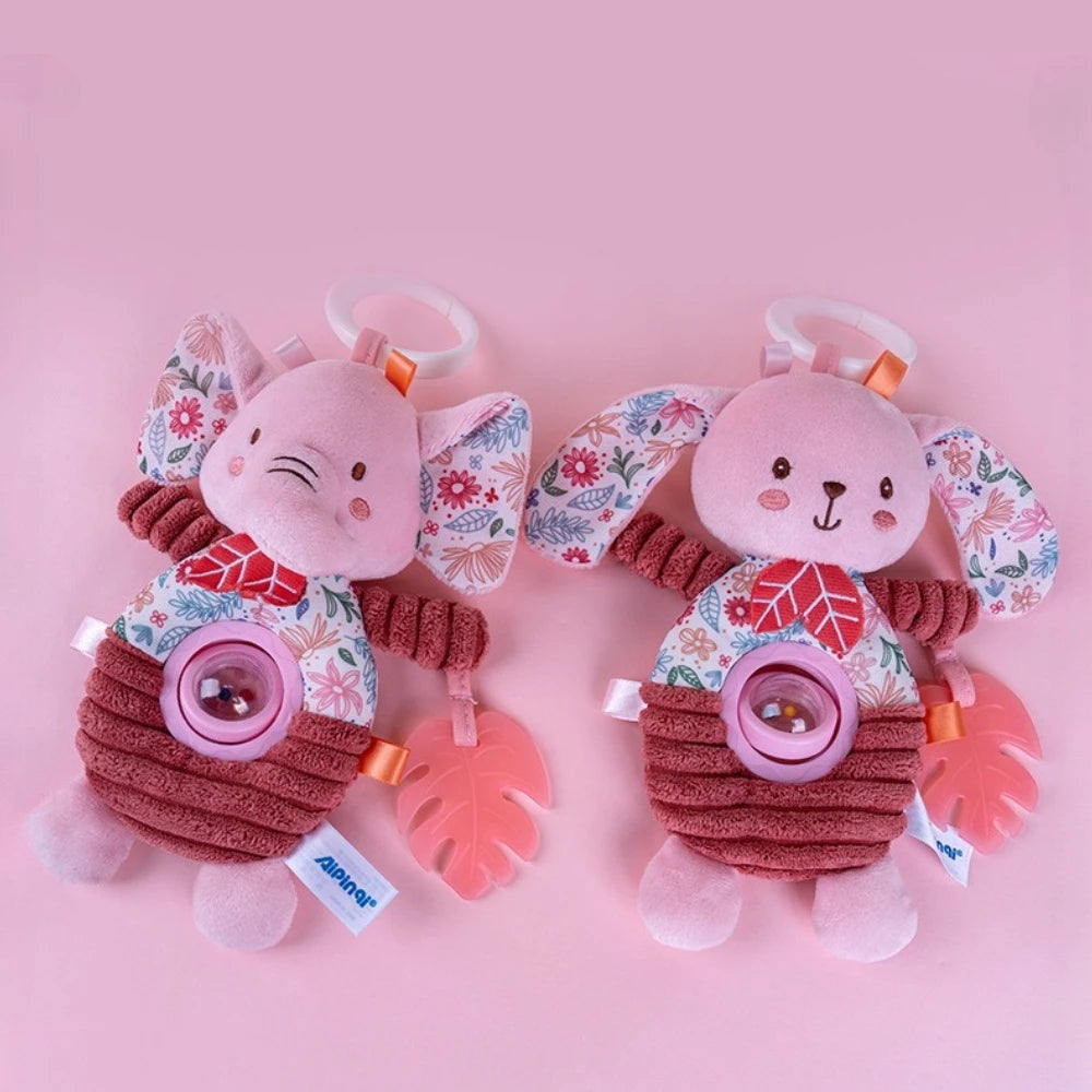 Baby Pink Crib Hanging Toy Cartoon Car Mounted Plush Auditory