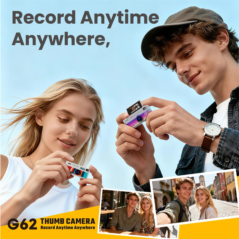 G62 Keychain Thumb Camera 0.96 Inch Retro Mini Action Camera 1080P Very Small Camcorder Audio Video Recorder Support Memory Card Zpaxo