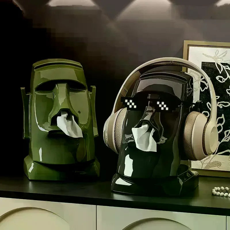 Stone Statue Tissue Box & Headphone Stand | Aesthetic Decor Decorative Tissue Holder Zpaxo