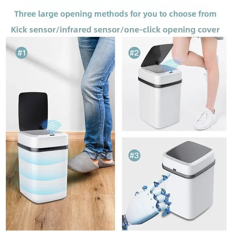 13L Smart Sensor Trash Can Fully Automatic Waterproof for Kitchen Living Room Household Bathroom Toilet Garbage Bin Zpaxo