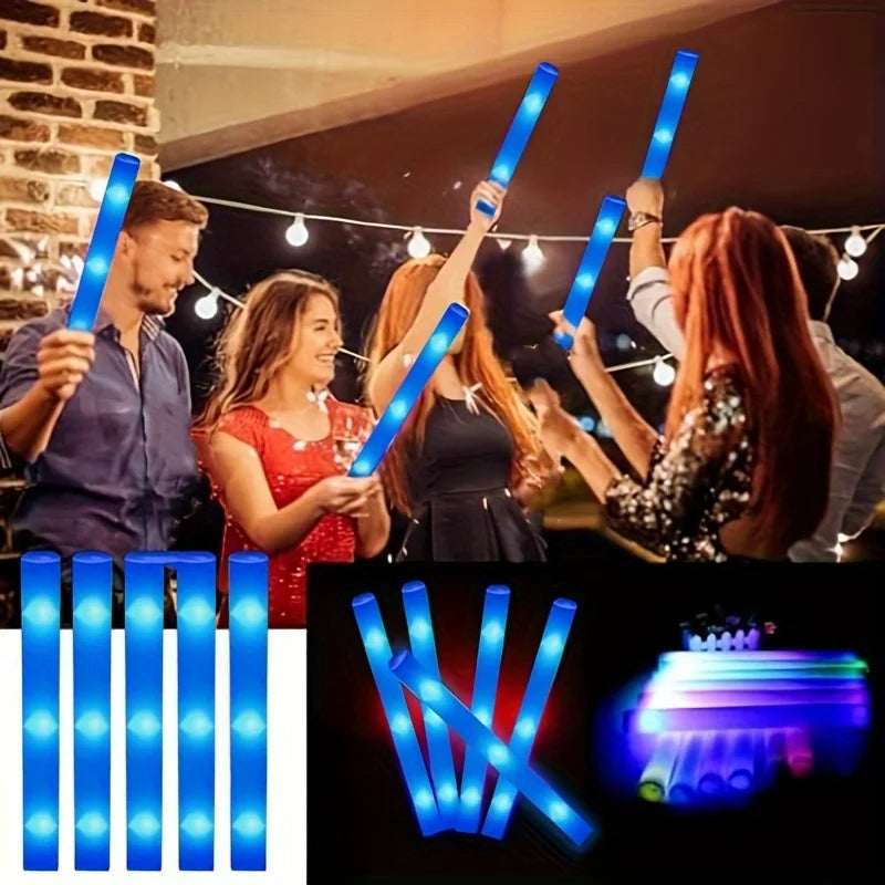 Blue LED Glow Foam Sticks Light Up Fluorescent Dark Party Supplies 3