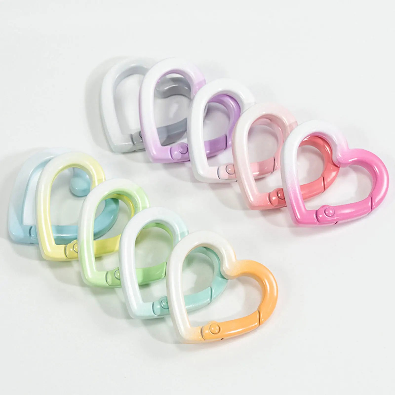 8 PCS Durable Mixed Color Aluminum Alloy Heart Gradient Climbing Carabiner Carabiner, Powerful Key Ring Hook Zpaxo