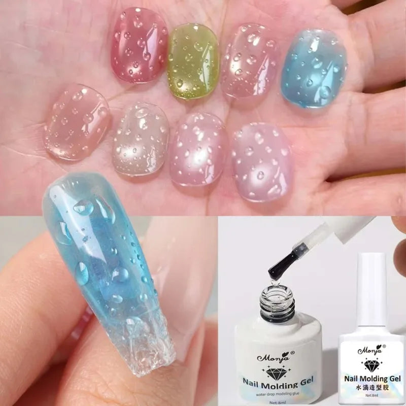 3D Water Drop Nail Gel Crystal Semi-Solid No-Wipe Rain Drop Effect Sculpting Gel Polish High Transparent Nail Art Molding Polish Zpaxo