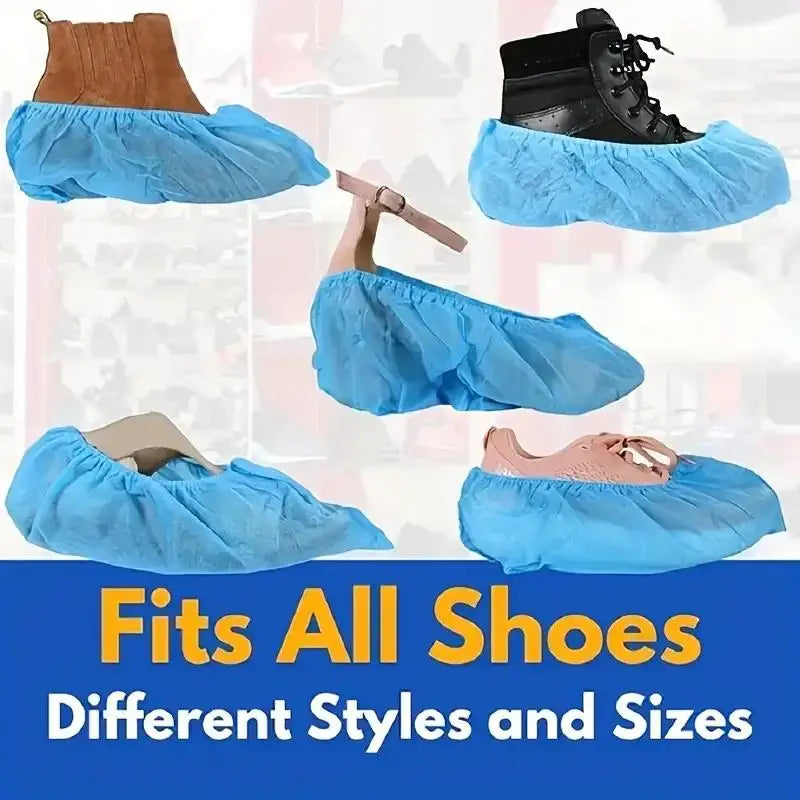 100PCS Hospital-Grade Shoe Covers - Anti-Slip Heavy-Duty PE Protection for Healthcare, Home Cleaning & Travel Hygiene Zpaxo