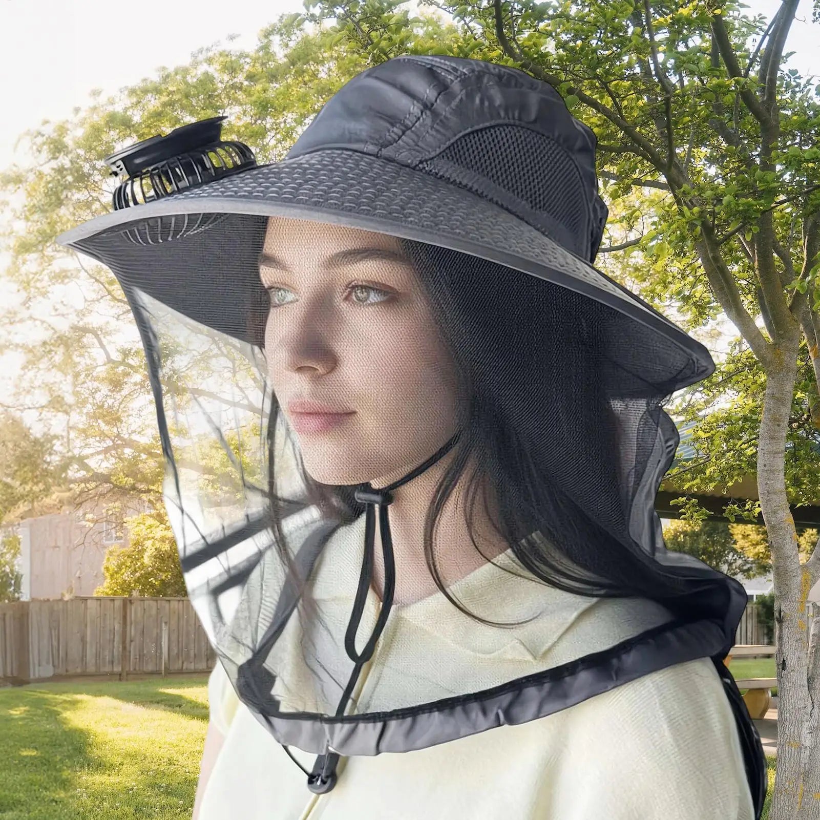 Solar USB Charging Fan Hat Men Wide Brim Sun Personal Cooling Caps