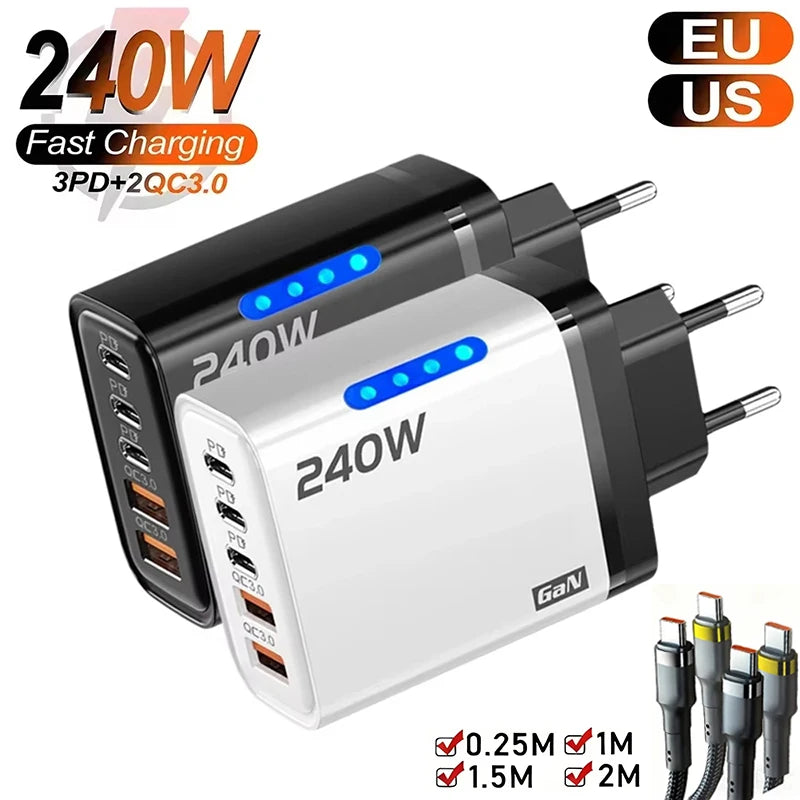 240W 1 Gan Desktop Charger IPhone 16 15pro Laptop Samsung Fast
