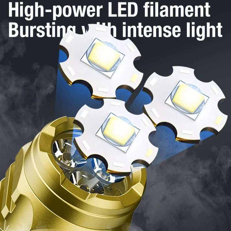 Type-C Rechargeable Waterproof Mini LED Flashlight – 3 LED