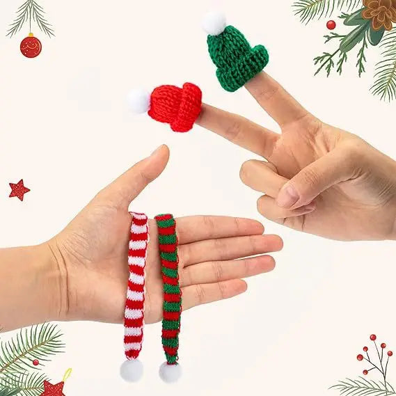 Hand-knitted Christmas Bottle Cozy Adorable Mini Scarf Hat Decor DIY