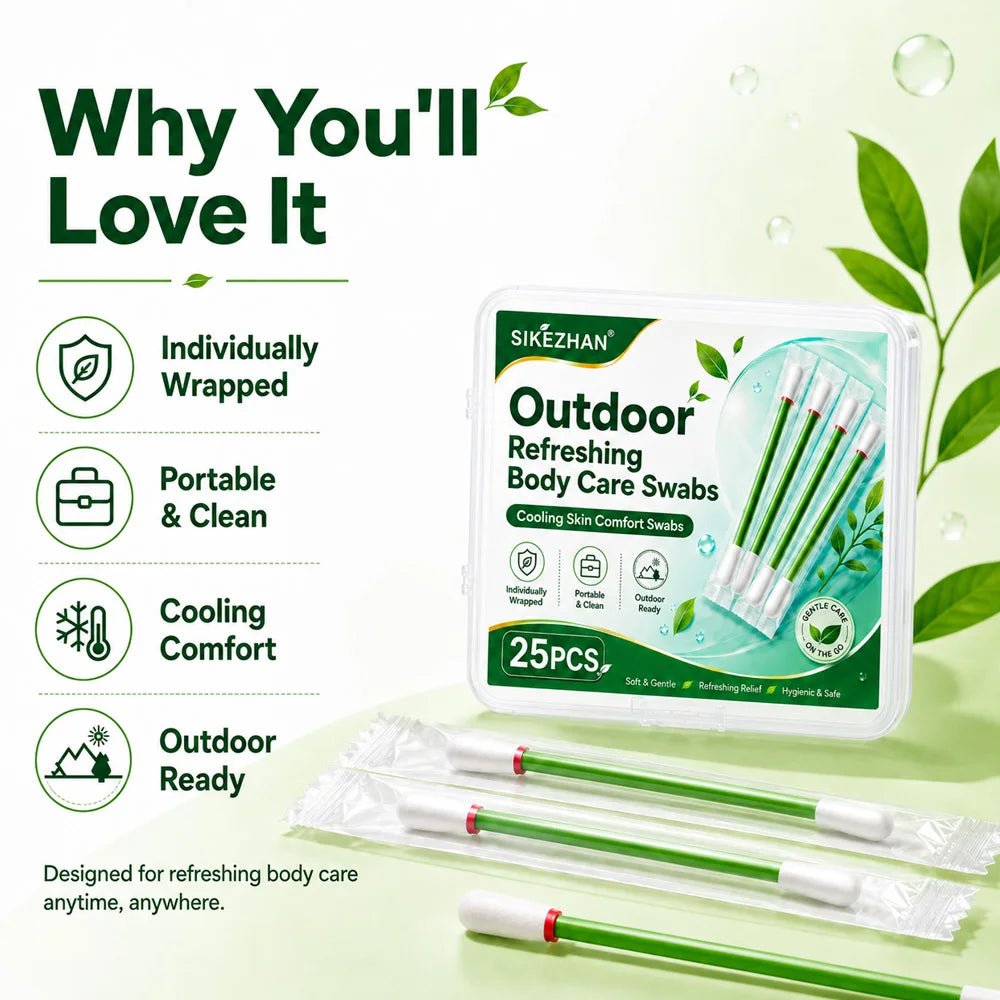 SIKEZHAN Outdoor Camping Refreshing Body Care Swabs Disposable Cooling Skin Comfort Sticks for Hiking Travel Picnic 25PCS Zpaxo
