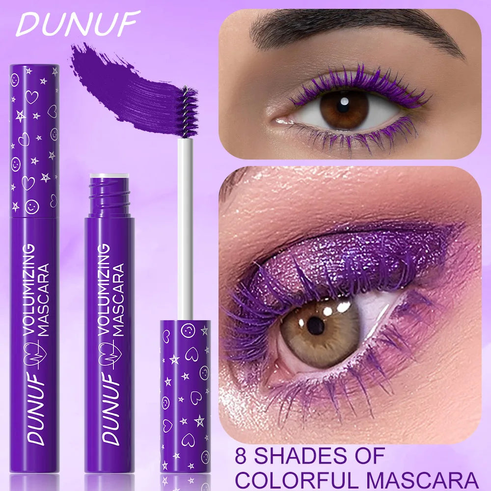 2pcs Green Purple Slender Curly Mascara, Color Mascara Waterproof Not Easy To Smudge, Portable Fine Brush Head，Holiday Makeup Zpaxo