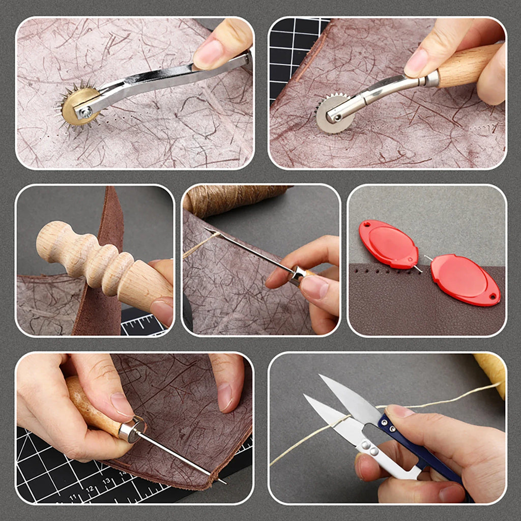 orange Leather Sewing Kit Upholstery Repair Kit with Sewing Awl Scissors Tool Kit for Beginners Professionals Leather Craft DIY Zpaxo