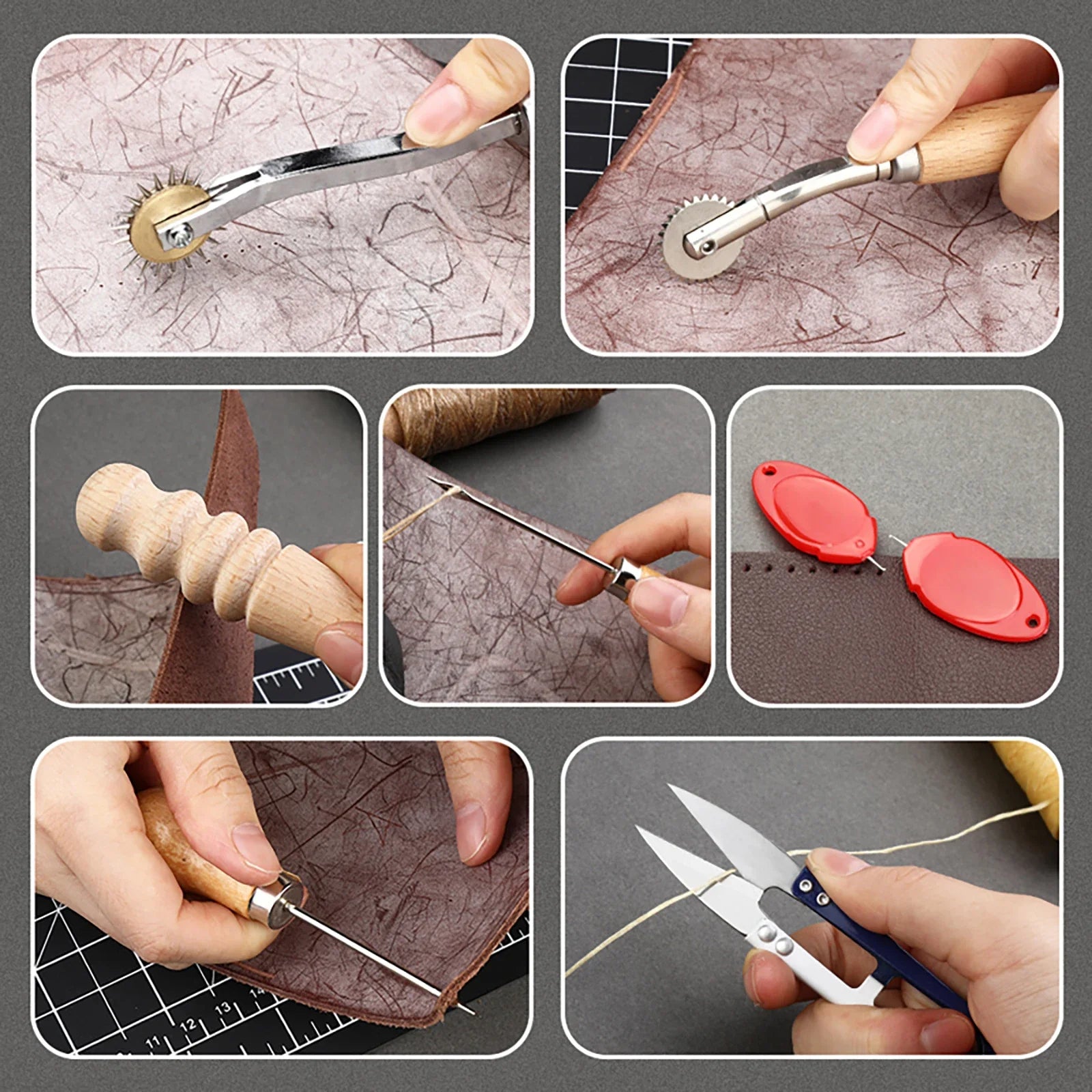orange Leather Sewing Kit Upholstery Repair Kit with Sewing Awl Scissors Tool Kit for Beginners Professionals Leather Craft DIY Zpaxo