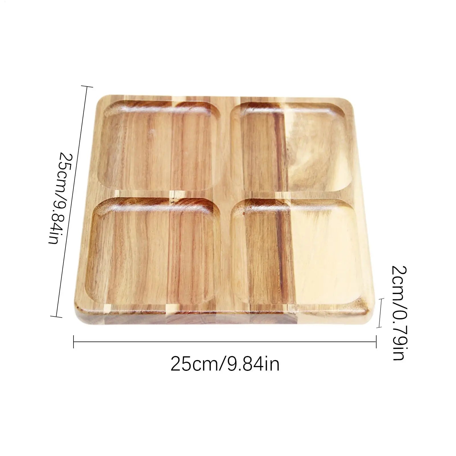 Divided Serving Tray Wooden Square Food Dish Veggie Platter Appetizer