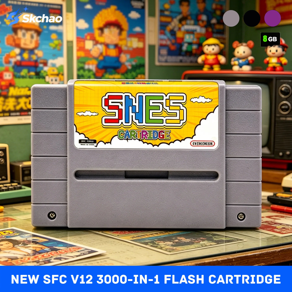 New SFC V12 3000-in-1 SNES Flash Cartridge with 8GB TF Card for SFC/SNES 16-Bit JPN/EU/USD Video Game Consoles AccessorIes Zpaxo