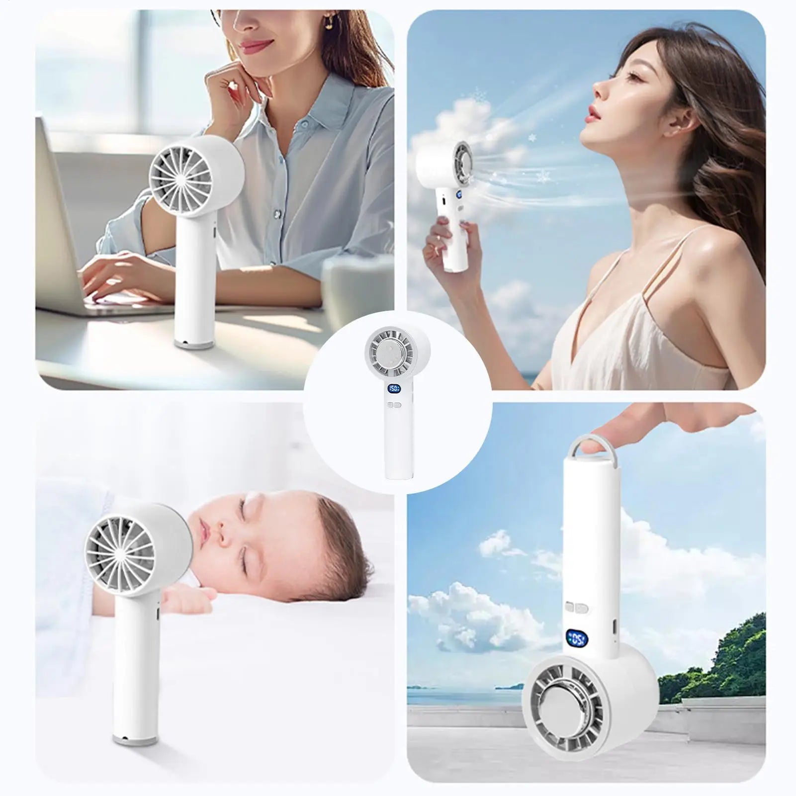 Portable Fan 3 Wind Speeds Hand Fan Rechargeable For Women Men Students Travelers Gardeners Visitors Hikers Parks Camping Picnic Zpaxo