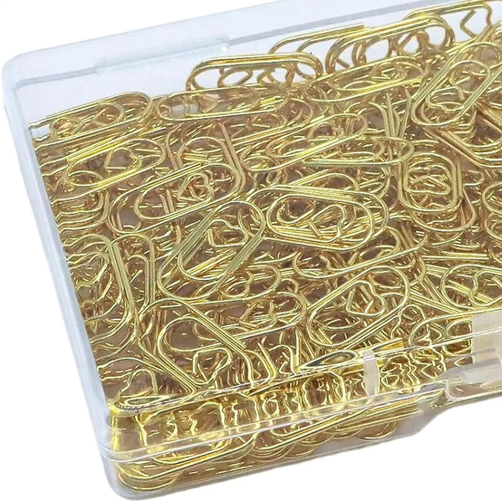 100-Pack Gold Heart Paper Clips – Stainless Steel Binder Clips Decorative Paper Clips Zpaxo
