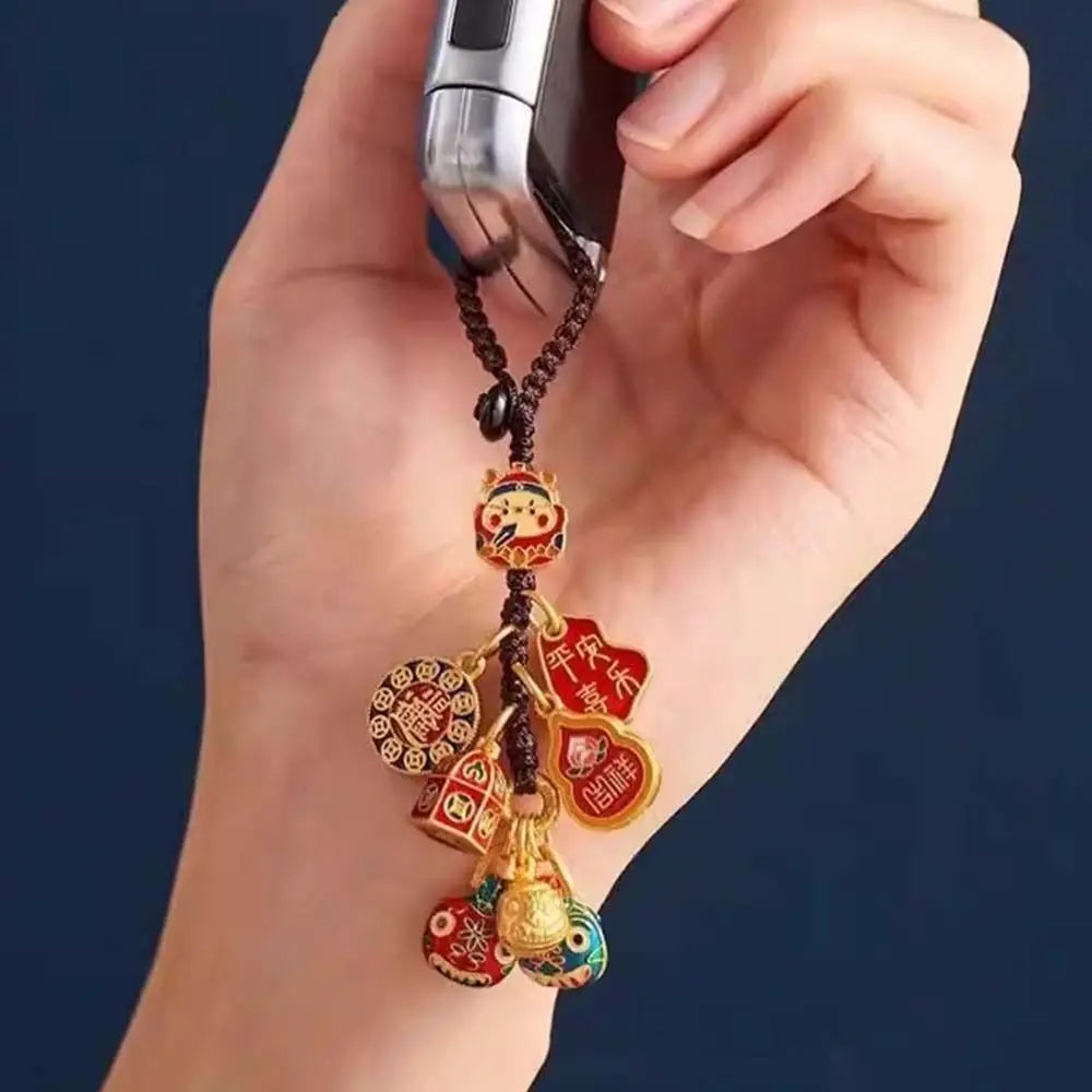 Small Pendant Car Keys Charms Car Key Charms Hand-woven Plutus Lucky Keychain Short Lanyard Chinese Style Key Chain Strap Men Zpaxo