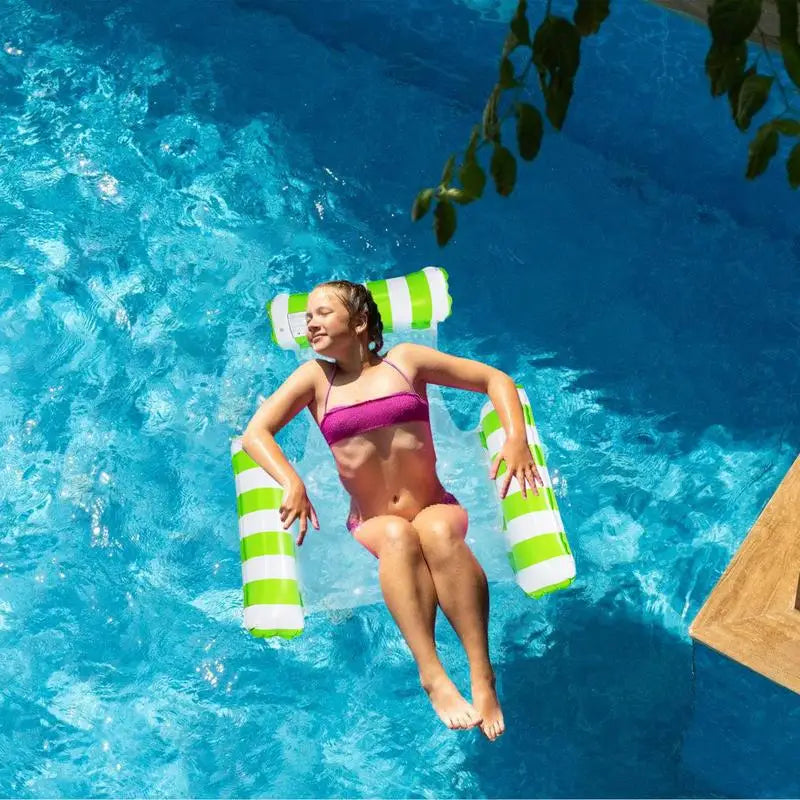Pool Lounger Hammock Float Quick Inflation Blow Up Chair Swimming Zpaxo