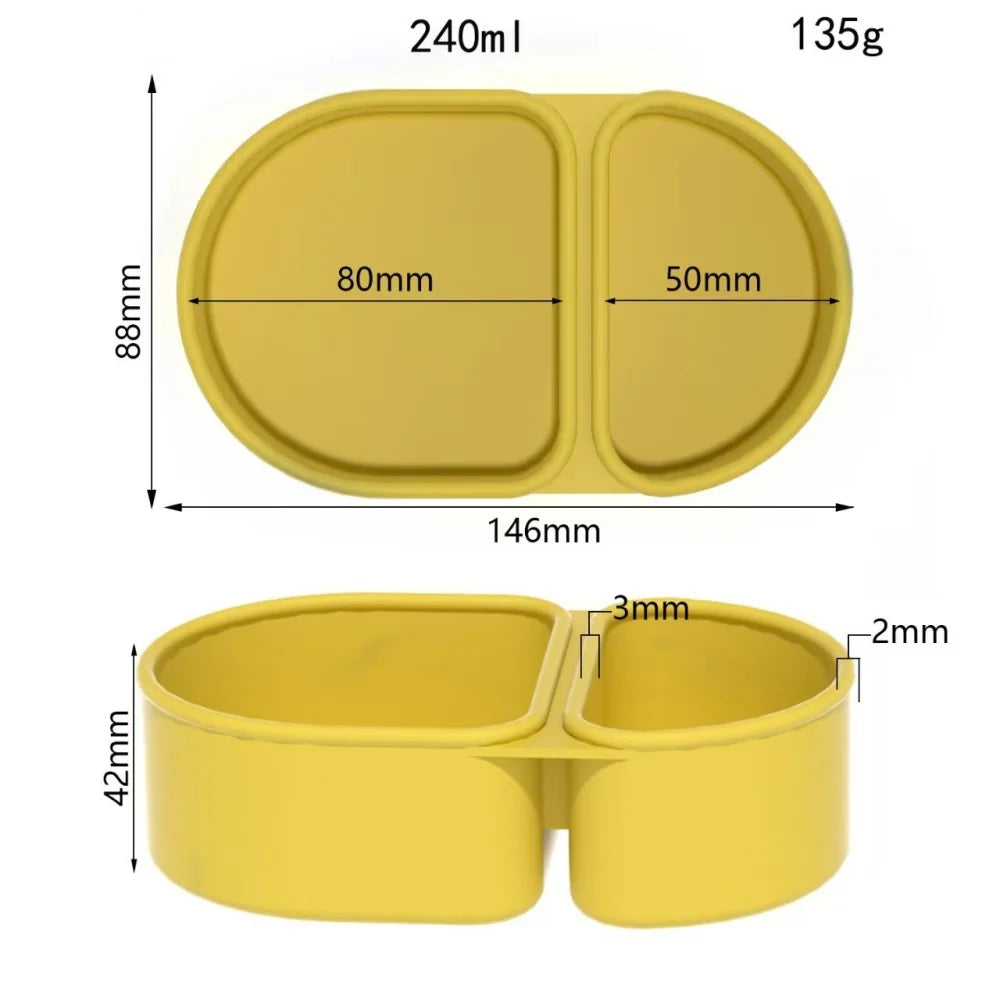 Premium Silicone Reusable Snack Containers Double Compartment Snackle Zpaxo YELLOW