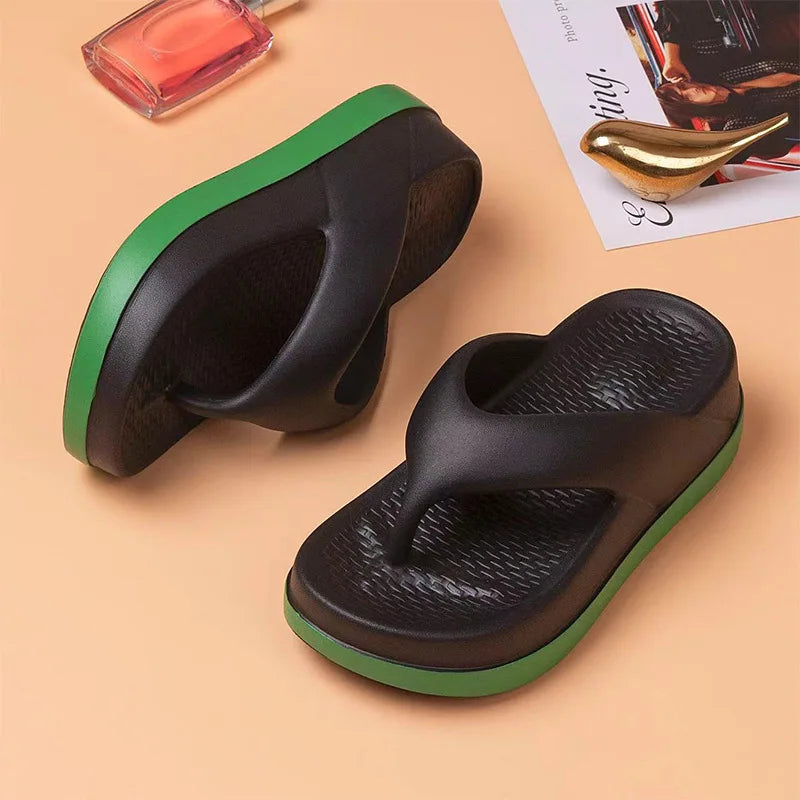 Women's Flip-flops Summer Outdoor Indoor Thick-soled Sandals Increase Zpaxo black 39-40