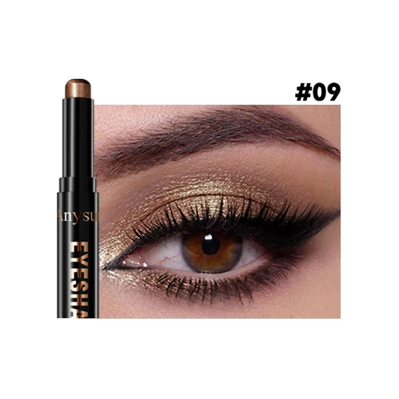 Pearl Metallic Eyeshadow Stick Sparkle Highlight One-Swipe Lazy Eye Shadow Highlighter Brightener Bold Multicolor 3D Eyes Makeup Zpaxo 09