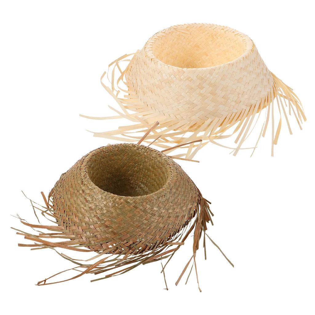 Hawaiian Party Hat Women Woven Straw Sun Shade Tropical Beach