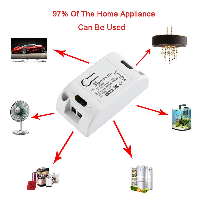 Wifi RF 433 Mhz DIY Light Switch Module Receiver Relay 86 Portable Wireless Remote Control Tuya Smart Life Alexa Google Home Zpaxo