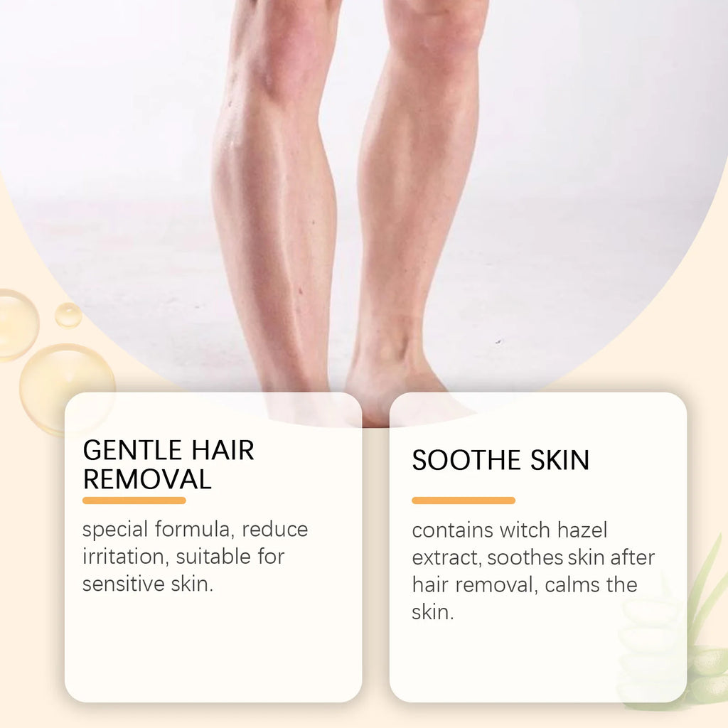 Men's Hair Removal Cream with Scraper Gently Painless Soothing Fast Acting Depilatory for Body Chest Back Legs Underarms Zpaxo