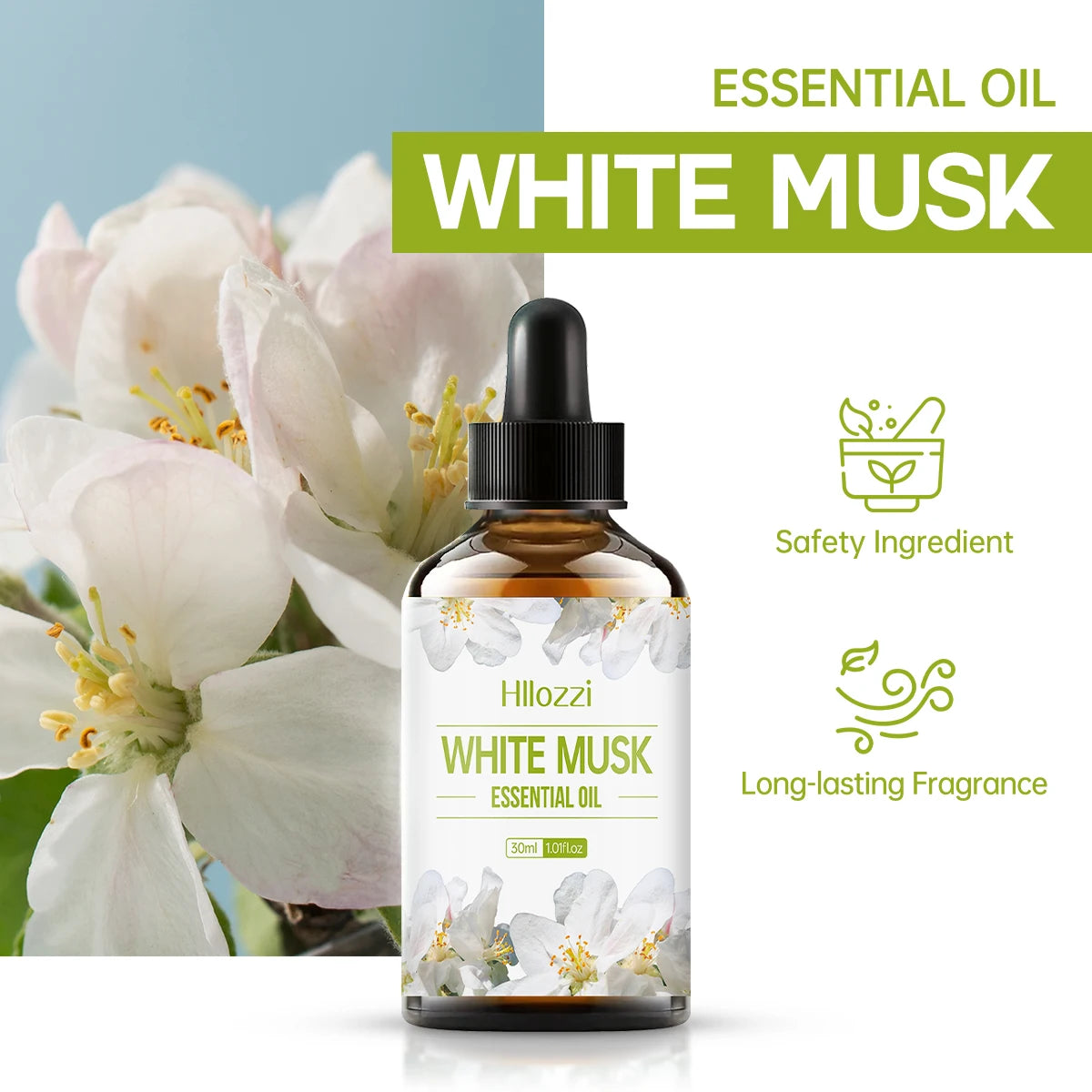 White Musk Essential Oil White Vanilla Rich Smell Skin Care Hair Care Hydrating Moisturizing Aromatherapy Aromatherapy Candle Zpaxo
