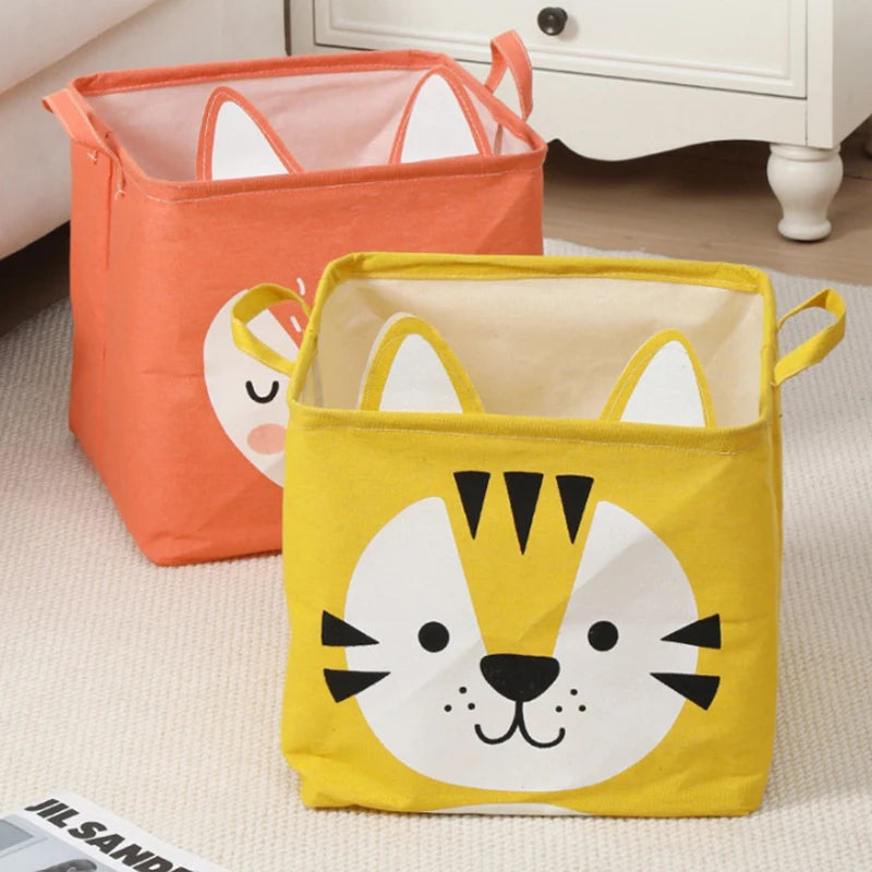 1Pc Multifunctional Storage Bag Cloth Cartoon Folding Toy Storage Box Dirty Clothes Basket Large Capacity Dustproof Zpaxo