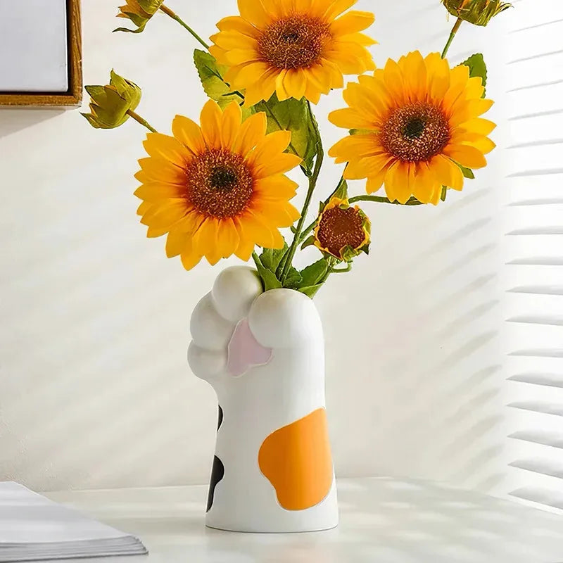Cat's Paw Resin Vase Ceramic Flower Pot Suitable Desktop Arrangement