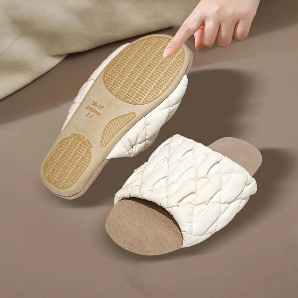 SHAJI Womens Spring Autumn Silent Indoor Cotton Slippers Sweat Zpaxo WHITE 40-41