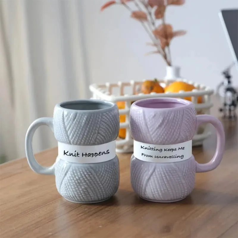 Knit Style Ceramic Coffee Mug – Cute Gift Tea Cup Ceramic Coffee Mug Zpaxo