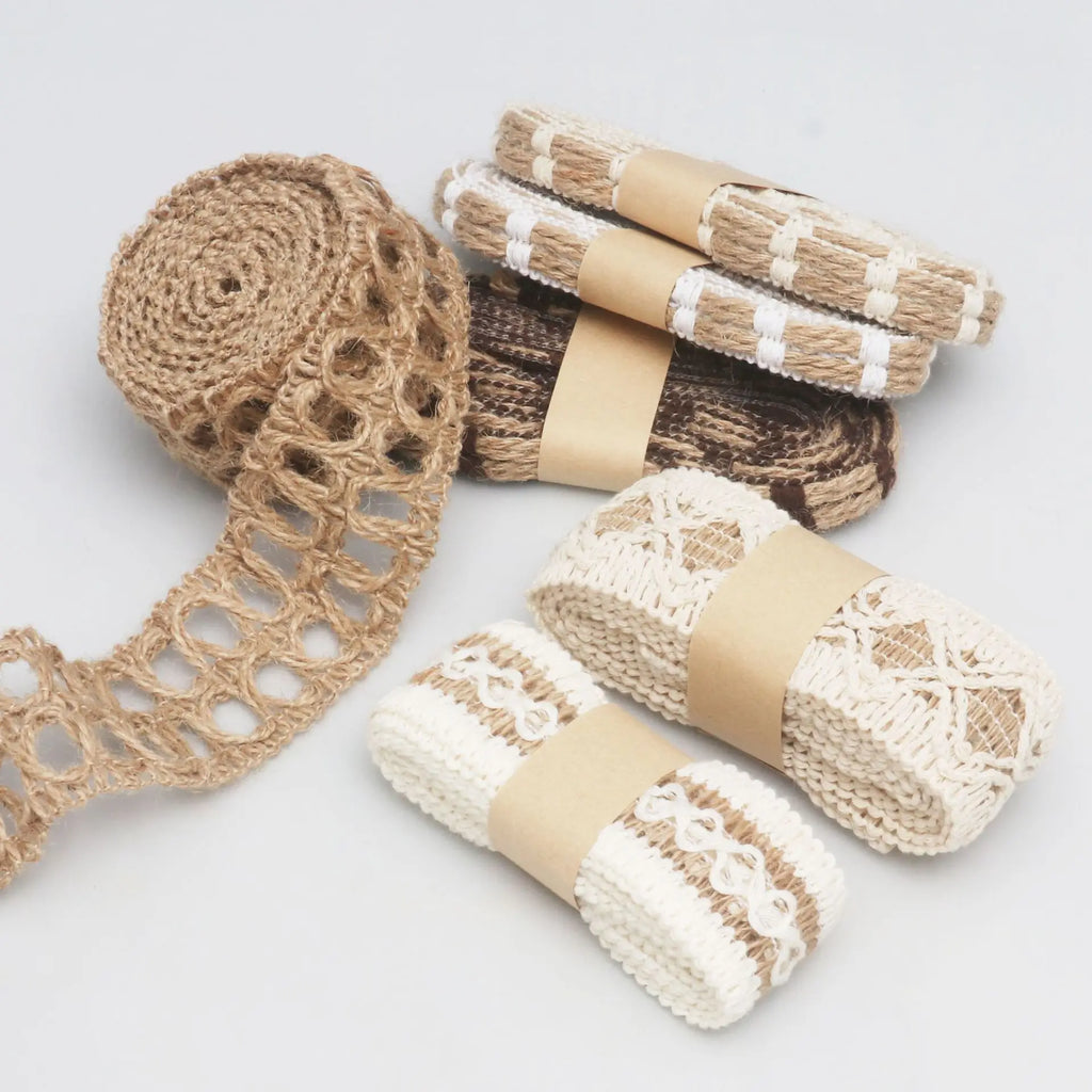 2-Yard Natural Jute Lace Ribbon – Rustic Wedding & DIY Crafts Craft Ribbon Zpaxo