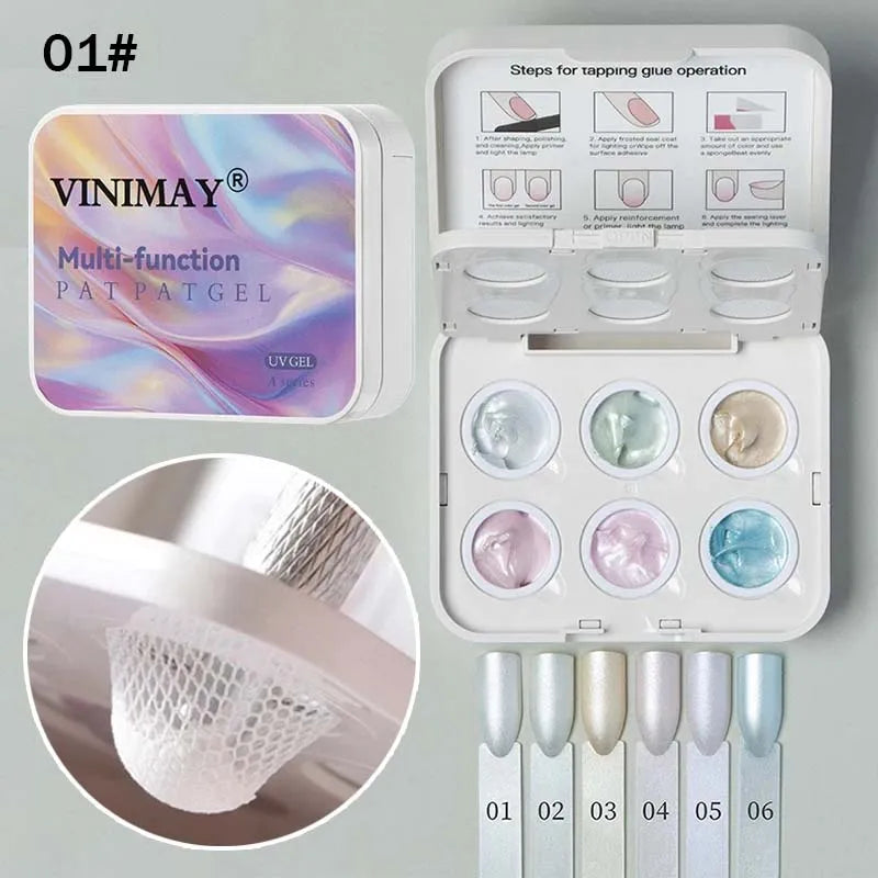 6 Colors Cushion Gradient Painting Gel Pink Ombre Nail Pat Patting Gel UV/LED Blush Blooming Aura Manicure Gel Nail Polish Tools Zpaxo 01
