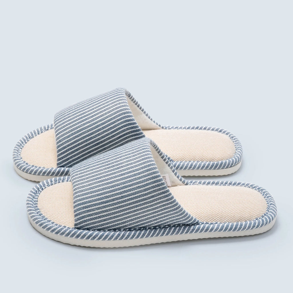Japanese-style Striped Women's Slippers Slip-on Breathable Indoor
