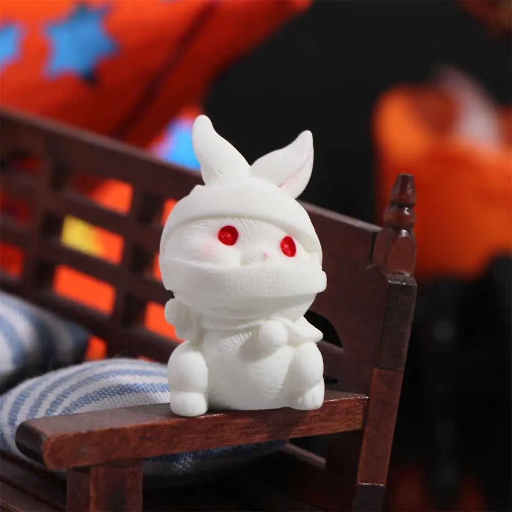 Rabbit Halloween Micro Figurine Ornaments Ghost Pumpkin Decorations Zpaxo