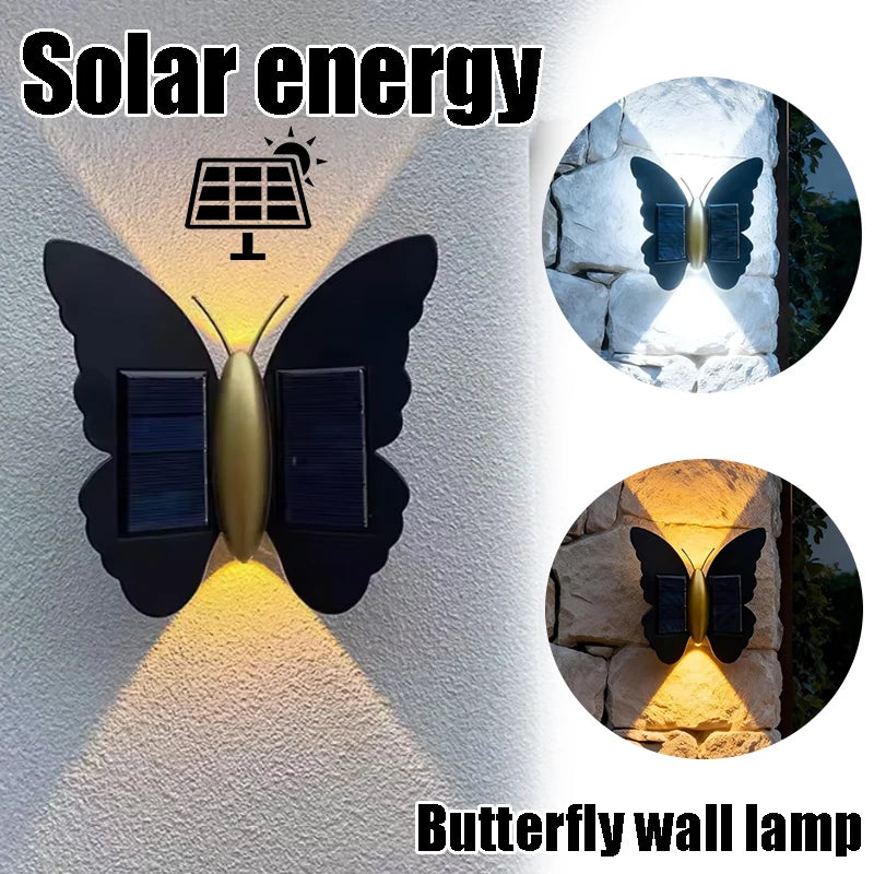 Solar Butterfly Wall Light Outdoor Modern Minimalist Design Stair