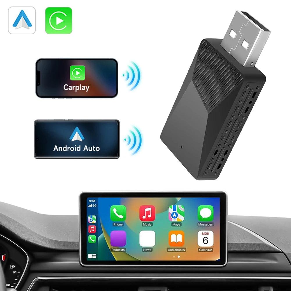 1 Mini Wired Wireless Car Carplay Dongel Adapter Smart Android Auto