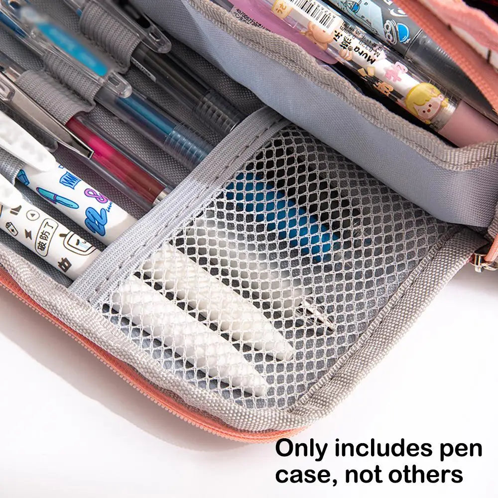 Canvas Triangle Stationery Box,Large Capacity Portable Pencil Pouch Student Stationery Organizer Storage Bag Zpaxo