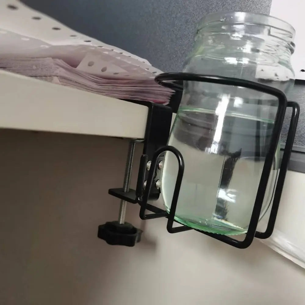 Horizontal Vertical Mount Clip on Table Cup Holder Universal Metal Frame Desk Drinks Bracket Convenient Securely Attach Zpaxo