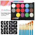 Water-Soluble 15 colors Face Body Paint Palette,Long-Lasting & Non-Toxic Face & Body Painting For Halloween Makeup Face Painting Zpaxo set B
