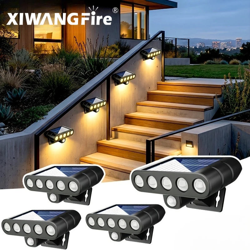 1 5LED Solar Wall Lawn Light Dual Use Outdoor Landscape Lamp IP65 Zpaxo