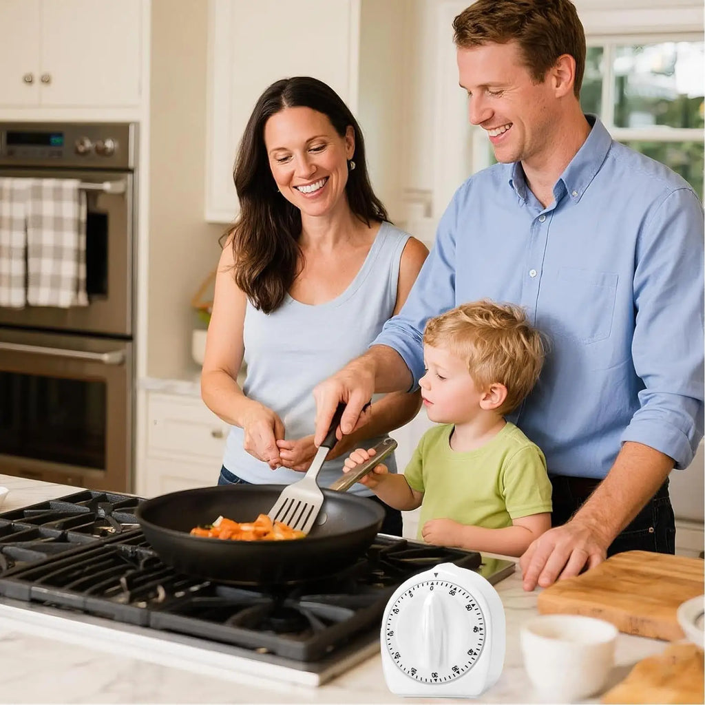 Cooking Timer Elderly 60-Min Wind Up Kitchen Loud Alarm Visual Baking
