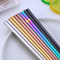 Pair Stainless Steel Electroplated Square Chopsticks Golden Perfect